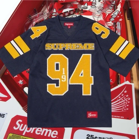 シャツ Supreme Sequin Football navy Size Small Navy Supreme Sequin Jersey Fast Free Ship🔥 | eBay